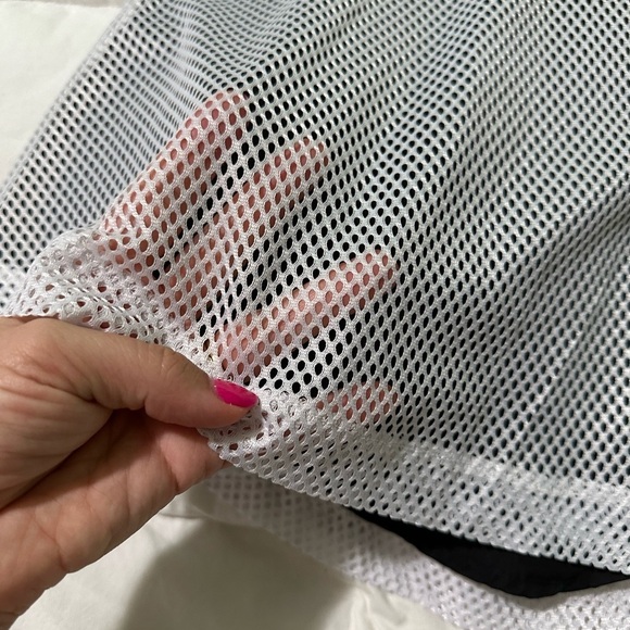 Eric + Lani Mesh Mini Skater Skirt Medium White Black Zip Up Rave Festival Punk - Picture 3 of 7